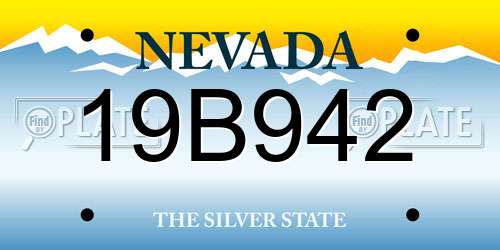 19B942 Nevada License Plate