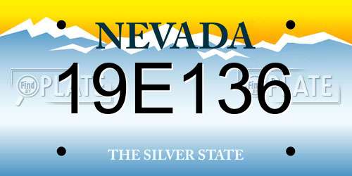 19E136 Nevada License Plate