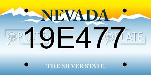 19E477 Nevada License Plate