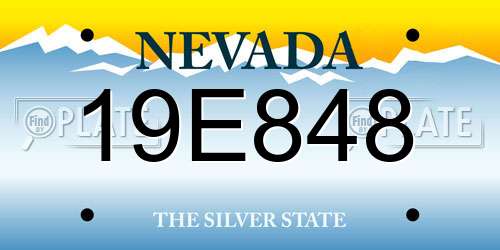 19E848 Nevada License Plate