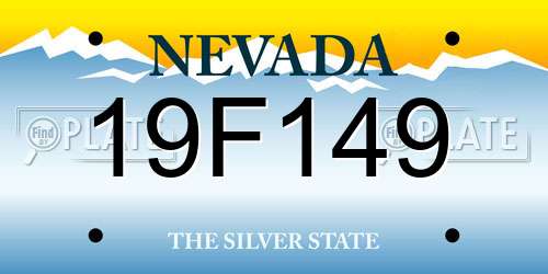 19F149 Nevada License Plate