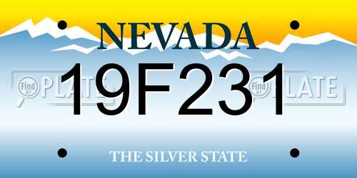 19F231 Nevada License Plate