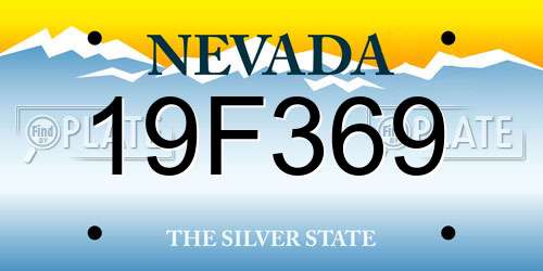 19F369 Nevada License Plate