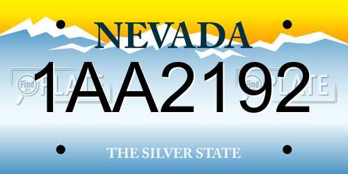 1AA2192 Nevada License Plate