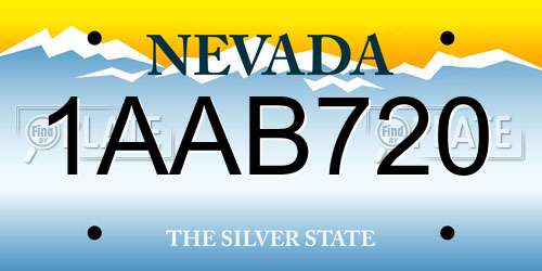 1AAB720 Nevada License Plate