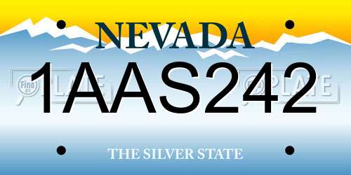 1AAS242 Nevada License Plate