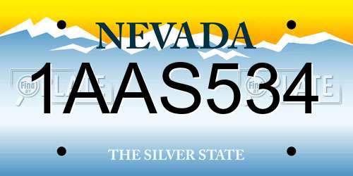 1AAS534 Nevada License Plate