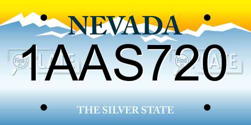 1AAS720 Nevada License Plate