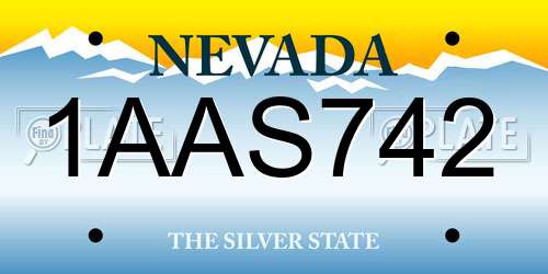 1AAS742 Nevada License Plate