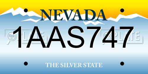 1AAS747 Nevada License Plate
