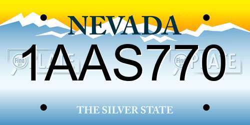 1AAS770 Nevada License Plate