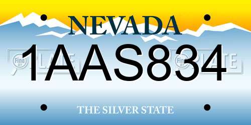 1AAS834 Nevada License Plate