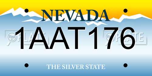 1AAT176 Nevada License Plate