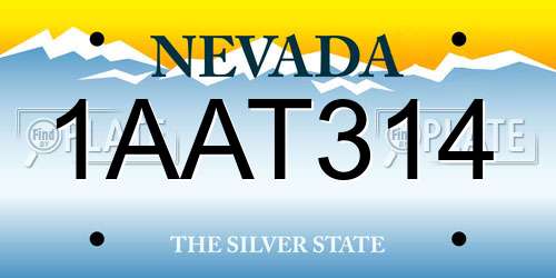 1AAT314 Nevada License Plate