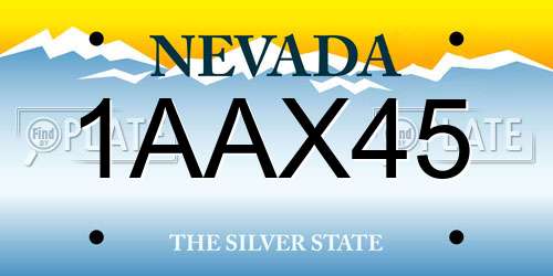 1AAX45 Nevada License Plate