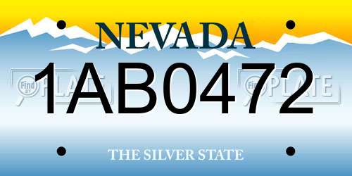 1AB0472 Nevada License Plate