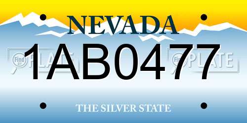1AB0477 Nevada License Plate