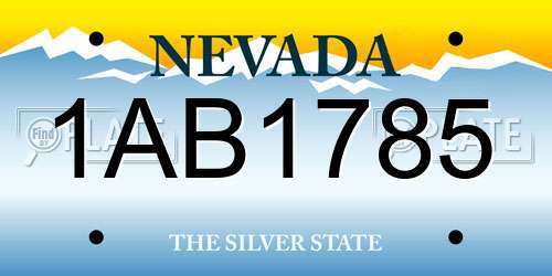 1AB1785 Nevada License Plate
