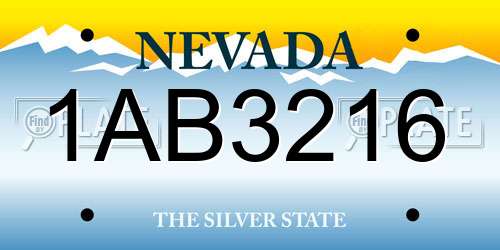 1AB3216 Nevada License Plate