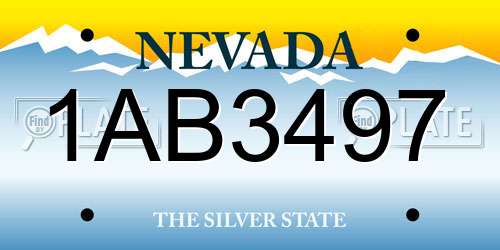 1AB3497 Nevada License Plate