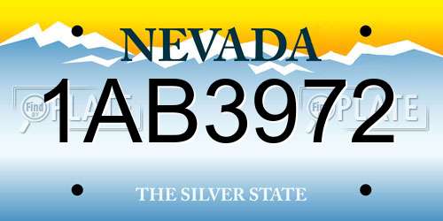 1AB3972 Nevada License Plate