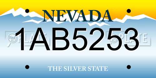 1AB5253 Nevada License Plate