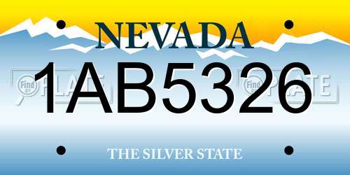 1AB5326 Nevada License Plate
