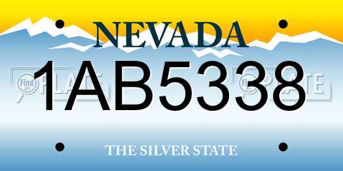 1AB5338 Nevada License Plate