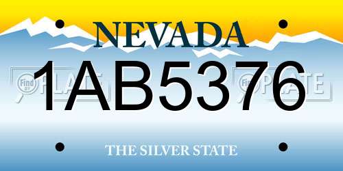 1AB5376 Nevada License Plate