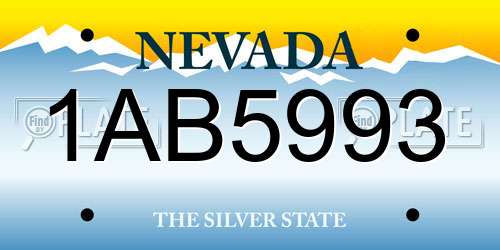 1AB5993 Nevada License Plate