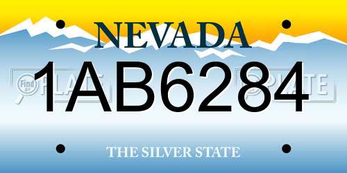 1AB6284 Nevada License Plate