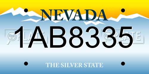 1AB8335 Nevada License Plate