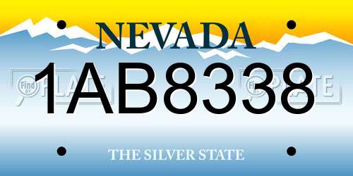 1AB8338 Nevada License Plate