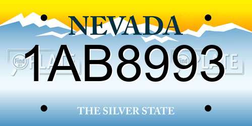 1AB8993 Nevada License Plate