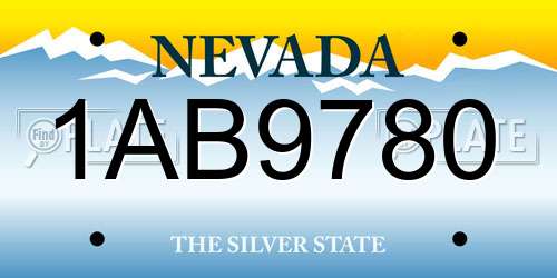 1AB9780 Nevada License Plate