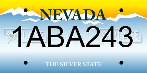 1ABA243 Nevada License Plate