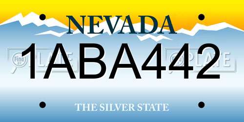 1ABA442 Nevada License Plate