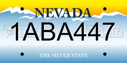 1ABA447 Nevada License Plate