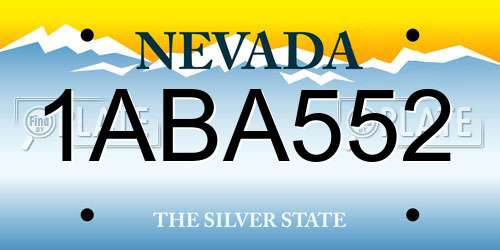1ABA552 Nevada License Plate