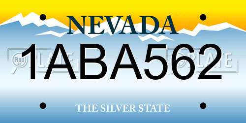 1ABA562 Nevada License Plate