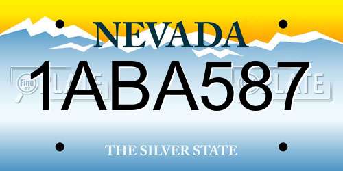 1ABA587 Nevada License Plate