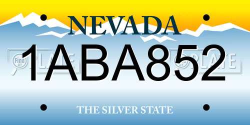 1ABA852 Nevada License Plate