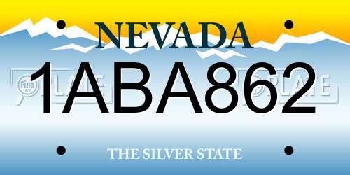 1ABA862 Nevada License Plate