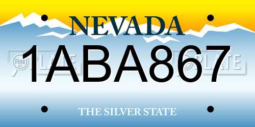 1ABA867 Nevada License Plate