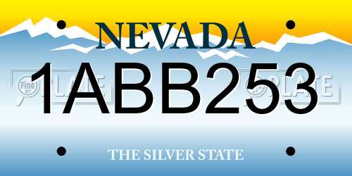 1ABB253 Nevada License Plate