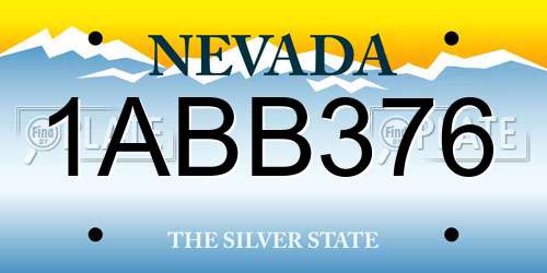 1ABB376 Nevada License Plate