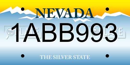 1ABB993 Nevada License Plate