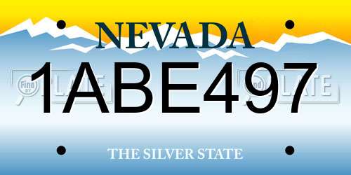 1ABE497 Nevada License Plate