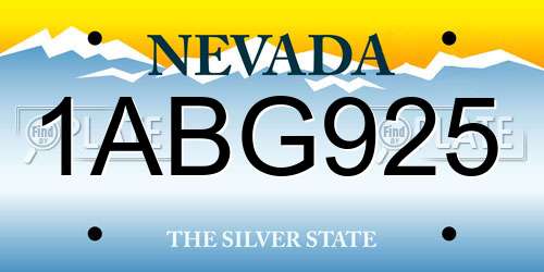 1ABG925 Nevada License Plate