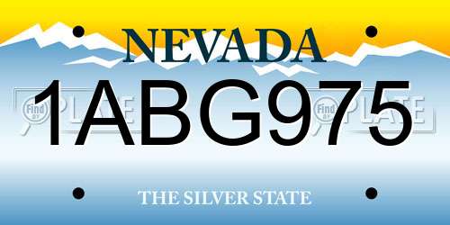 1ABG975 Nevada License Plate